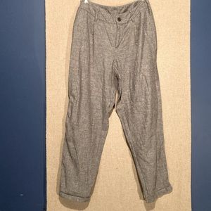 Grey linen pleated slacks